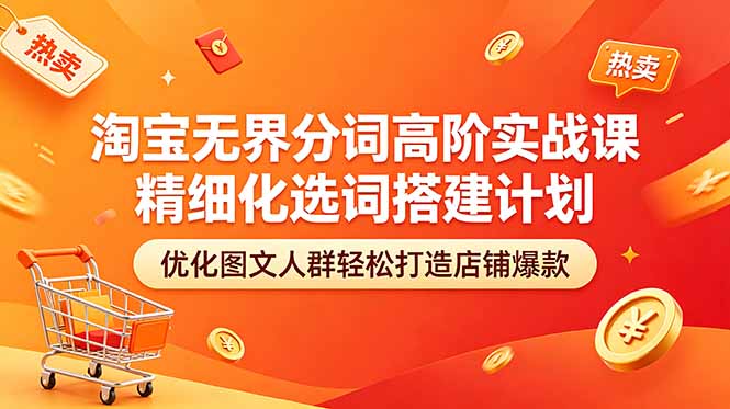 淘宝无界分词高阶实战课 精细化选词搭建计划 优化图文人群轻松打造店铺爆款-青虫资源网