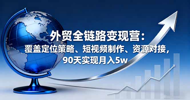 外贸全链路变现营：覆盖定位策略、短视频制作、资源对接，90天实现月入5w-快名资源网