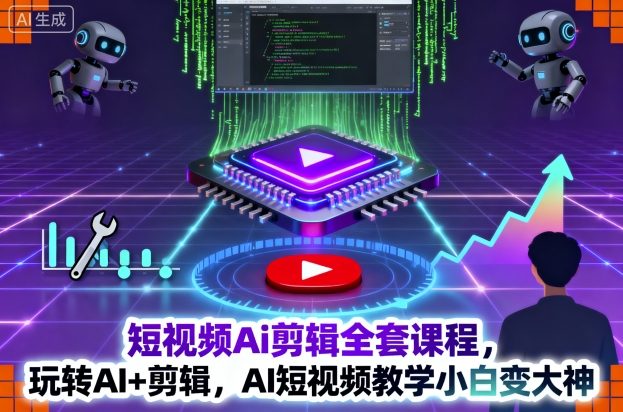短视频Ai剪辑全套课程，玩转AI+剪辑，AI短视频教学小白变大神-快名资源网
