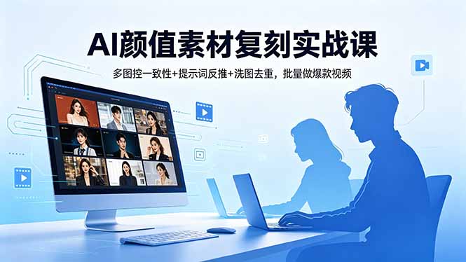 AI颜值素材复刻实战课，多图控一致性+提示词反推+洗图去重，批量做爆款视频-快名资源网
