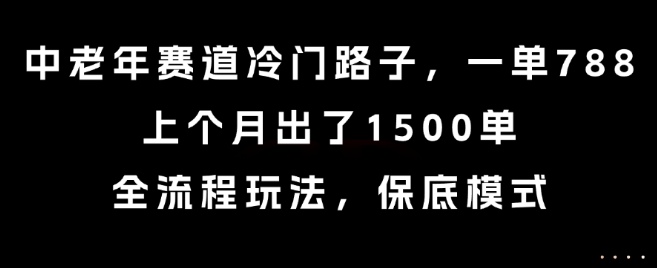 中老年赛道冷门路子，一单788，上个月出了1500单，全流程玩法，保底模式【揭秘】-快名资源网