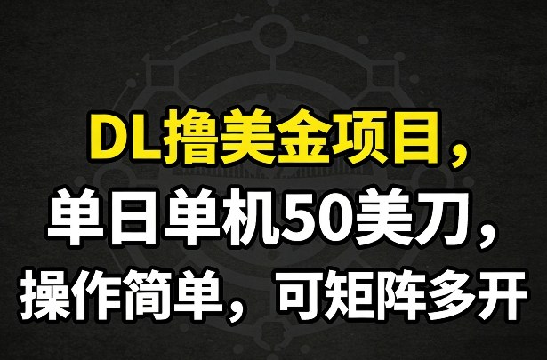 DL撸美金项目，单日单机50美刀，操作简单，可矩阵多开-快名资源网