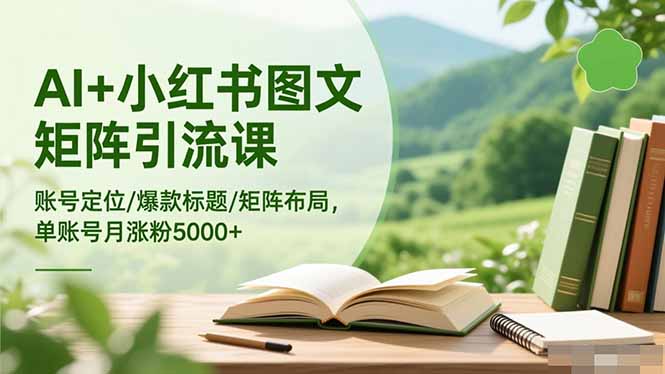 AI+小红书图文矩阵引流课：账号定位/爆款标题/矩阵布局/单账号月涨粉5000+-快名资源网