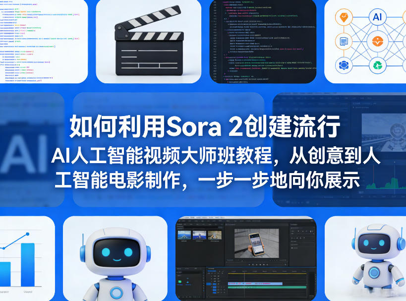 如何利用Sora 2创建流行AI人工智能视频大师班教程，从创意到人工智能电影制作，一步一步地向你展示-快名资源网