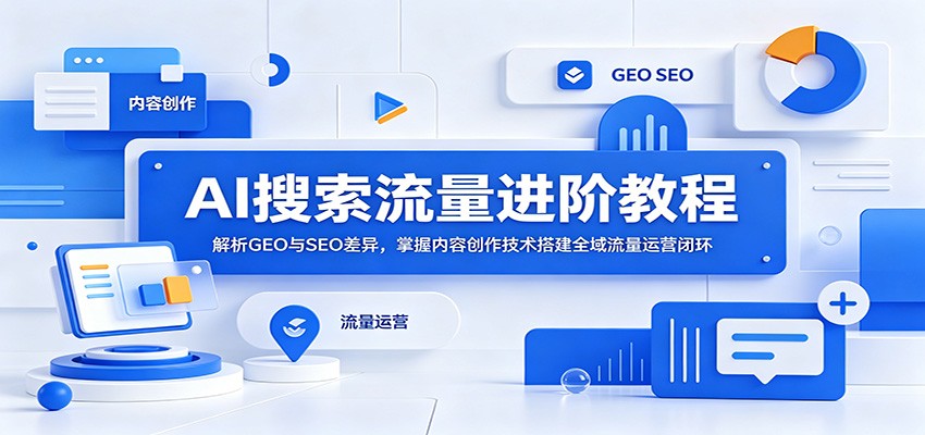 AI搜索流量进阶教程：解析GEO与SEO差异，掌握内容创作技术搭建全域流量运营闭环-快名资源网