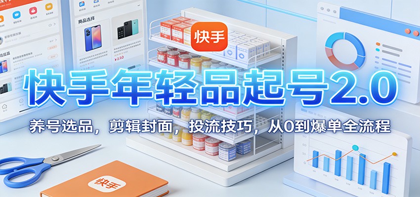 快手年轻品起号2.0：养号选品，剪辑封面，投流技巧，从0到爆单全流程-快名资源网