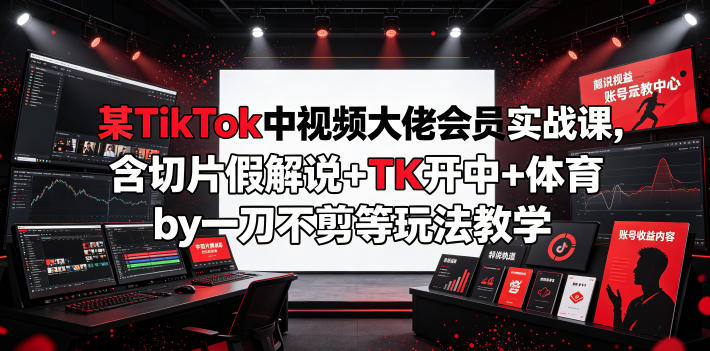 某TikTok中视频大佬会员实战课，含切片假解说+TK开中+体育by一刀不剪等玩法教学-青虫资源网
