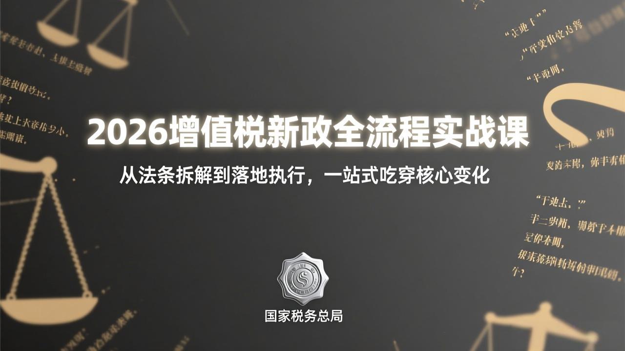 2026增值税新政全流程实战课：从法条拆解到落地执行，一站式吃透核心变化-快名资源网