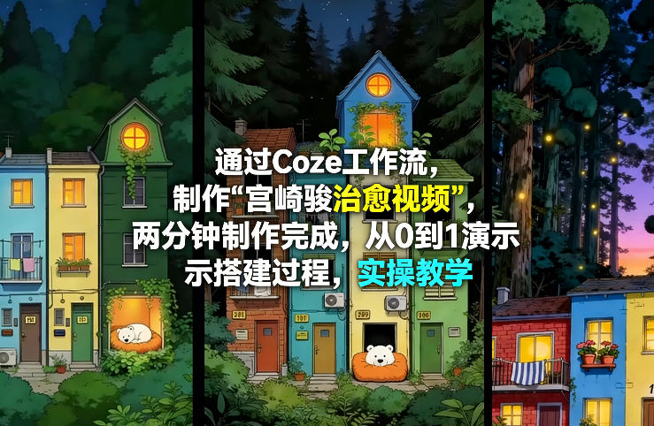通过Coze工作流制作《宫崎骏治愈视频》，两分钟制作完成，从0到1演示搭建过程，实操教学-快名资源网