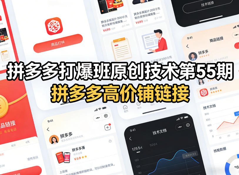 拼多多打爆班原创技术第55期，拼多多高价铺链接-快名资源网