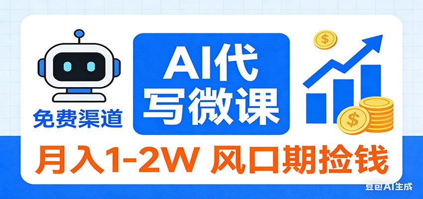 2026告别打工！AI 代写微课，提供免费渠道，月入 1-2W 风口期捡钱-快名资源网