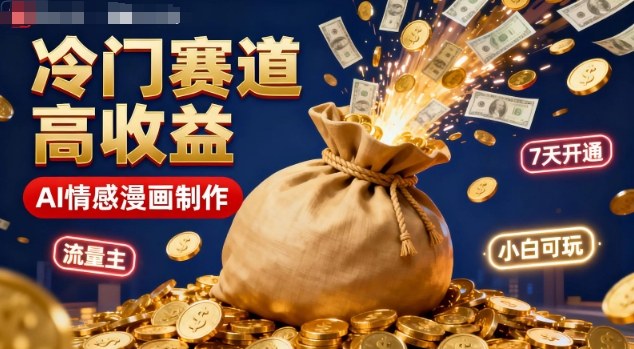公众号冷门赛道，用AI做情感漫画，7天开通流量主，操作简单，小白可玩-快名资源网