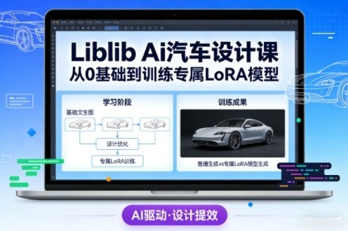 Liblib Ai汽车设计课，从0基础文生图，到教你训练专属设计和风格LoRA模型-青虫资源网
