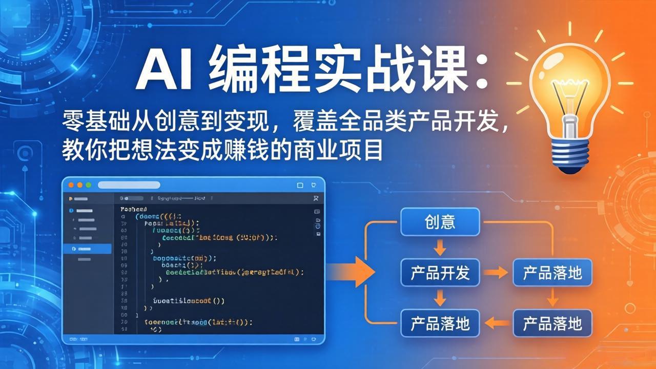 AI编程实战课-第三期-5月19更新：零基础从创意到变现，覆盖全品类产品开发，把想法变成赚钱项目-快名资源网