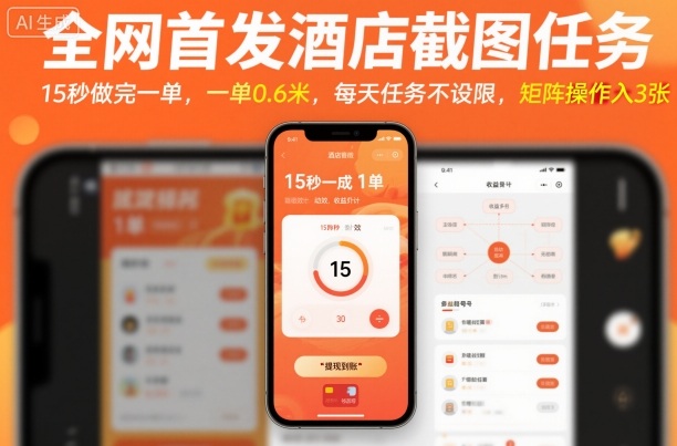 全网首发酒店截图任务，15秒做完一单，一单0.6米，每天任务不设限，矩阵操作日入3张【揭秘】-快名资源网