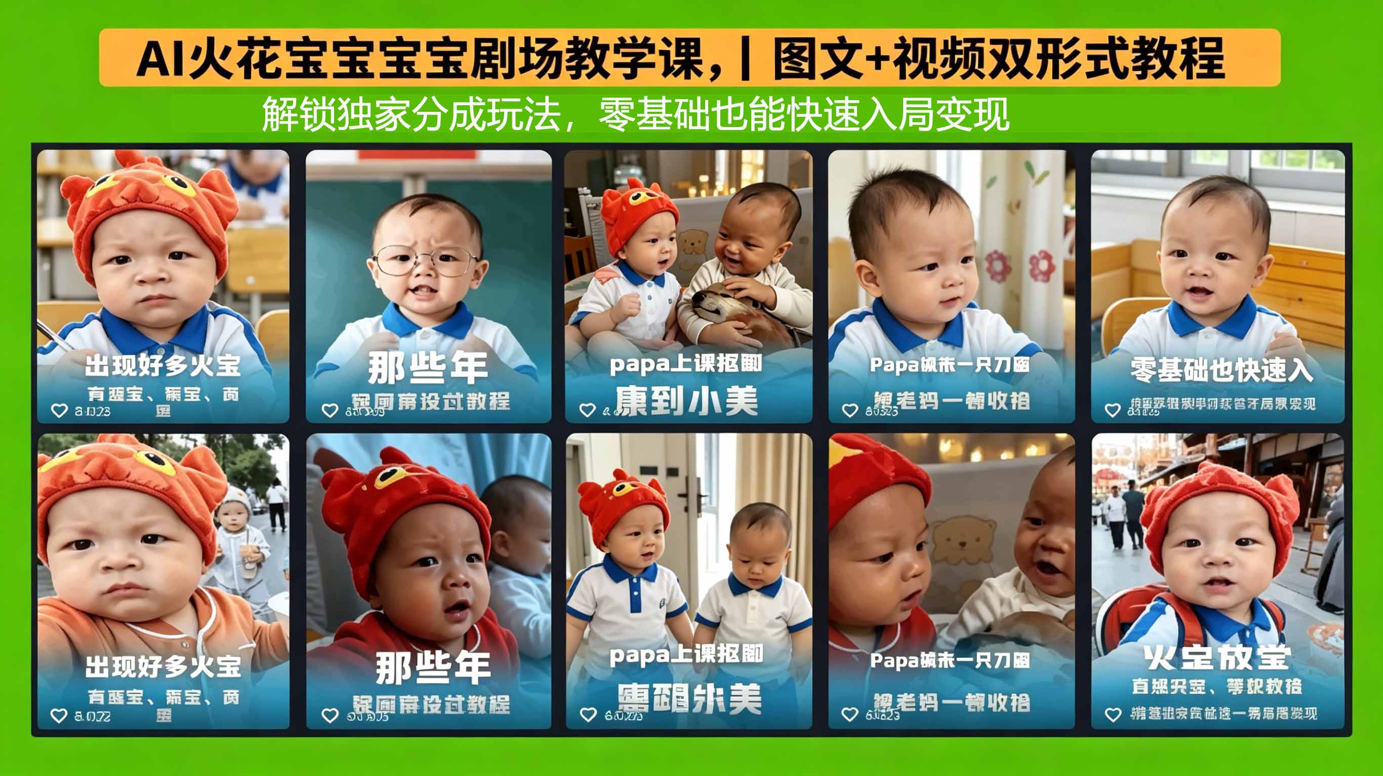 AI火花宝宝宝宝剧场教学课，图文+视频双形式教程，解锁独家分成玩法，零基础也能快速入局变现-快名资源网