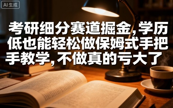 考研细分赛道掘金，日入1k+，学历低也能轻松做保姆式手把手教学，不做真的亏大了【揭秘】-快名资源网