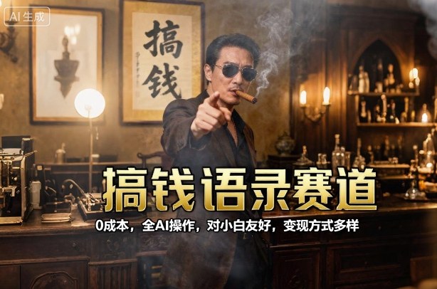 搞钱语录赛道，0成本，全AI操作，对小白友好，变现方式多样-快名资源网