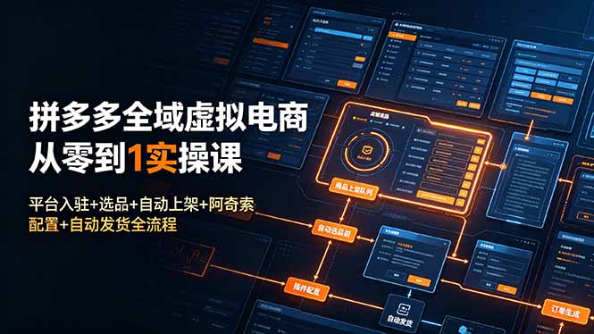 拼多多全域虚拟电商从零到1实操课：平台入驻+选品+自动上架+阿奇索配置+自动发货全流程-青虫资源网
