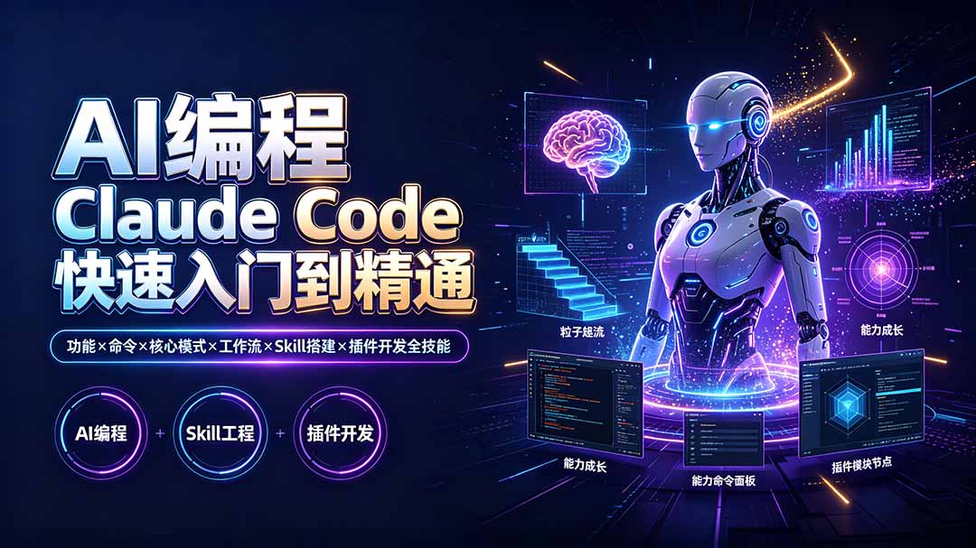 AI编程 Claude Code快速入门到精通：功能×命令×核心模式×工作流×Skill搭建×插件开发全技能-青虫资源网