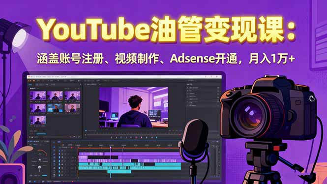 2025YouTube油管变现课：涵盖账号注册、视频制作、Adsense开通，月入1万+-青虫资源网