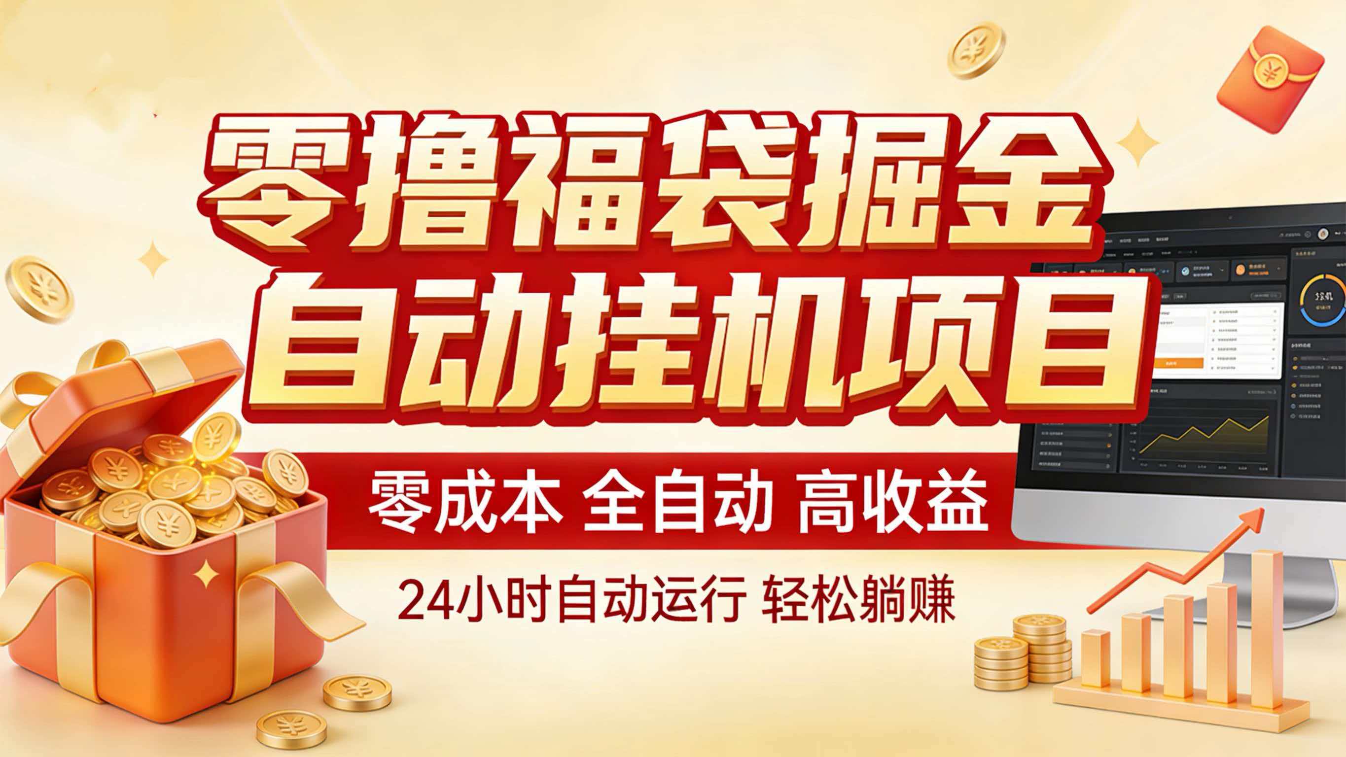 零撸福袋掘金！全自动挂机躺赚，新手也能上手-快名资源网