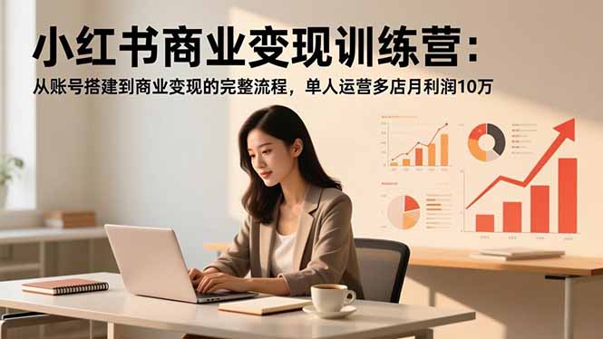 小红书商业变现训练营：从账号搭建到商业变现的完整流程，单人运营多店月利润10万-快名资源网