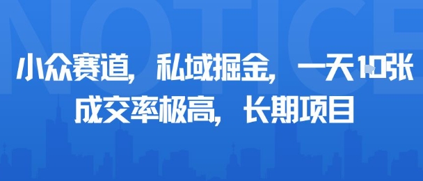 小众赛道，私域掘金，一天多张，成交率极高，长期项目-快名资源网