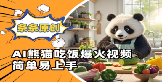 Ai熊猫吃饭爆火视频，条条原创，简单易上手-快名资源网