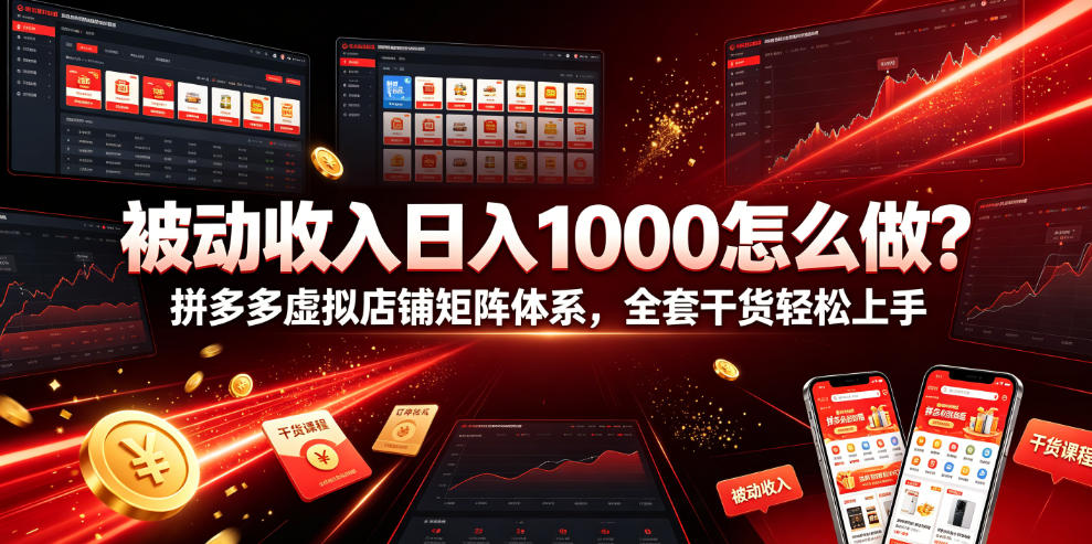 被动收入日入1000怎么做？拼多多虚拟店铺矩阵体系，全套干货轻松上手【揭秘】-青虫资源网