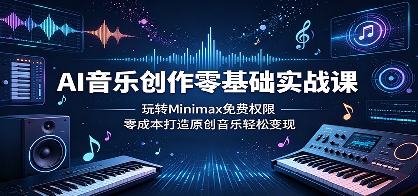 AI音乐创作零基础实战课：玩转Minimax免费权限，零成本打造原创音乐轻松变现-快名资源网