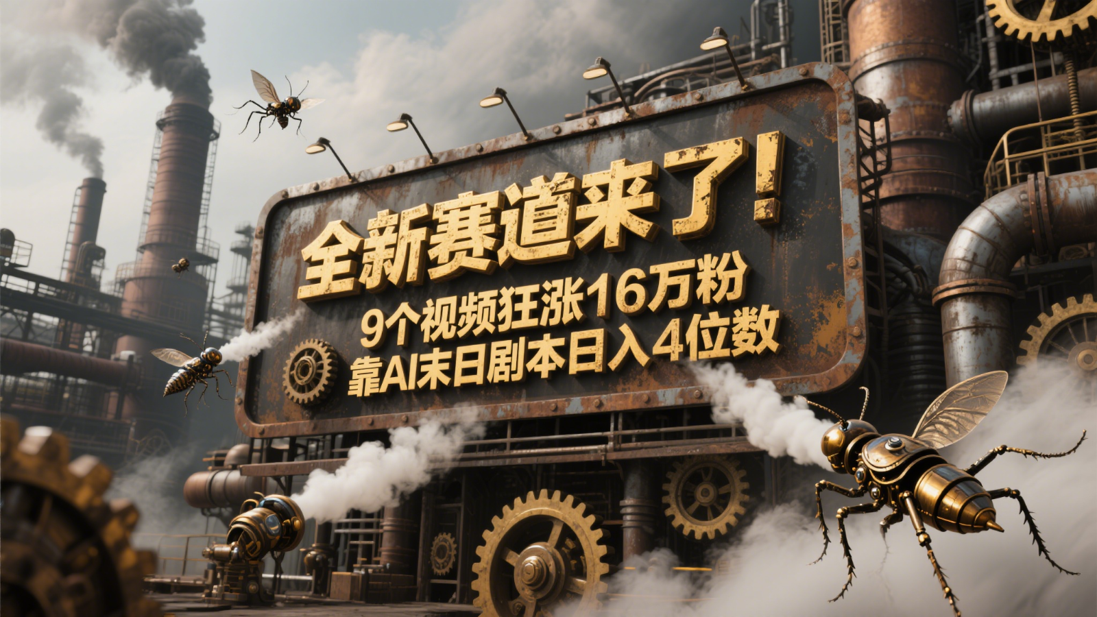 全新赛道来了！9个视频狂涨16万粉，靠AI末日剧本日入4位数，评论区爆肝追更！-快名资源网