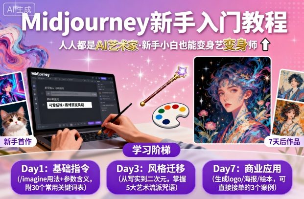 midjourney新手入门教程：人人都是AI艺术家，新手小白也能变身艺术大师-快名资源网