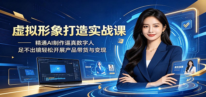 虚拟形象打造实战课：精通AI制作逼真数字人，足不出镜轻松开展产品带货与变现-青虫资源网