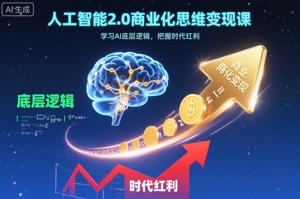人工智能2.0商业化思维变现课，学习AI底层逻辑，把握时代红利-快名资源网