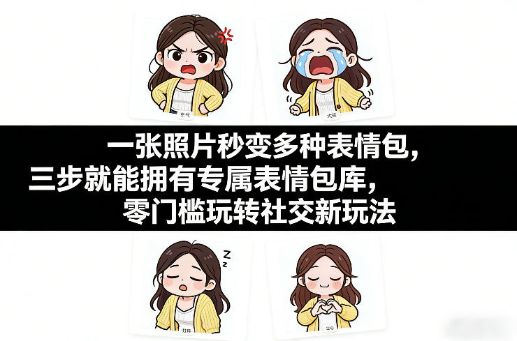 一张照片秒变多种表情包，三步就能拥有专属表情包库，零门槛玩转社交新玩法【文档】-快名资源网