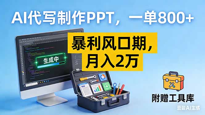 AI代写制作PPT，一单800+， 暴利风口期，月入2万【附工具】-快名资源网