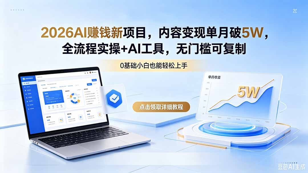 2026AI赚钱新项目，内容变现单月破5W，全流程实操+AI工具，无门槛可复制-快名资源网