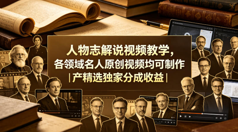 人物志解说视频教学，各领域名人原创视频均可制作丨精选独家分成收益(更新0430)-青虫资源网