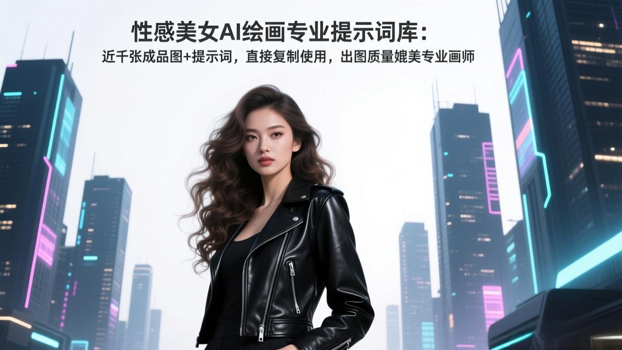 性感美女AI绘画专业提示词库：近千张成品图+提示词，直接复制使用，出图质量媲美专业画师-快名资源网