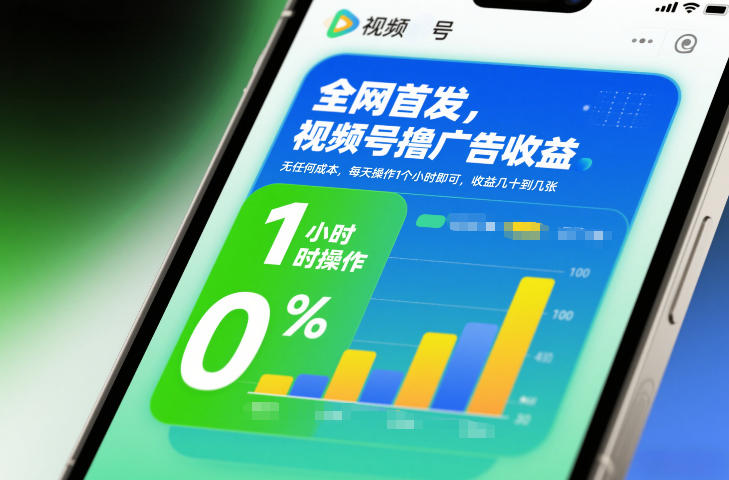 全网首发，视频号撸广告收益，无任何成本，每天操作1个小时即可，收益几十到几张-快名资源网