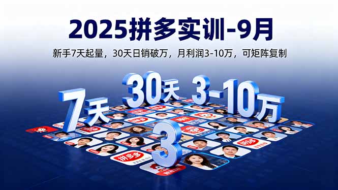 2025拼多多实训-9月：新手7天起量,30天日销破万,月利润3-10万,可矩阵复制-快名资源网