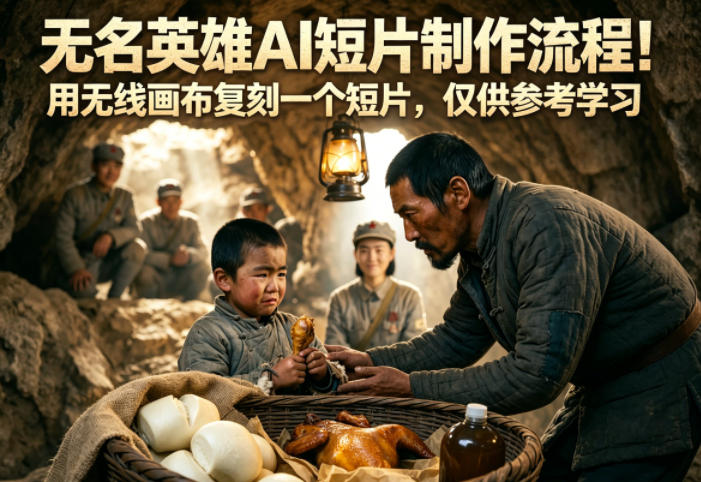 无名英雄AI短片制作流程！用无线画布复刻一个短片，仅供参考学习-青虫资源网