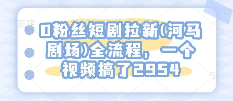 0粉丝短剧拉新(河马剧场)全流程，一个视频搞了2954-快名资源网