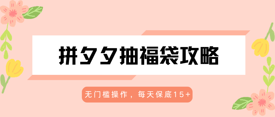 拼夕夕抽福袋攻略，无门槛操作，每天保底15+-快名资源网