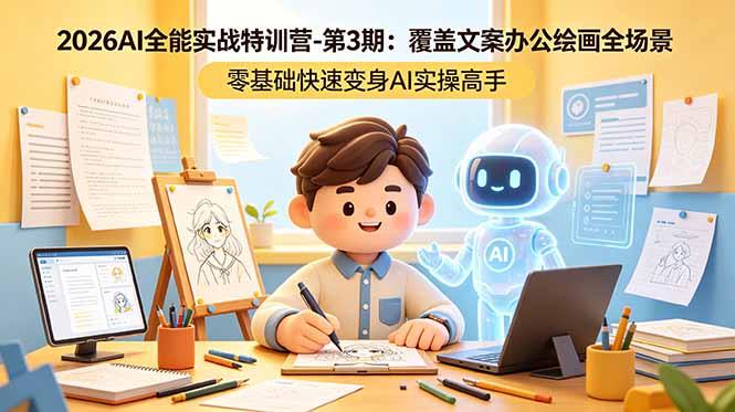 2026AI全能实战特训营-第3期：覆盖文案办公绘画全场景 零基础快速变身AI实操高手-青虫资源网