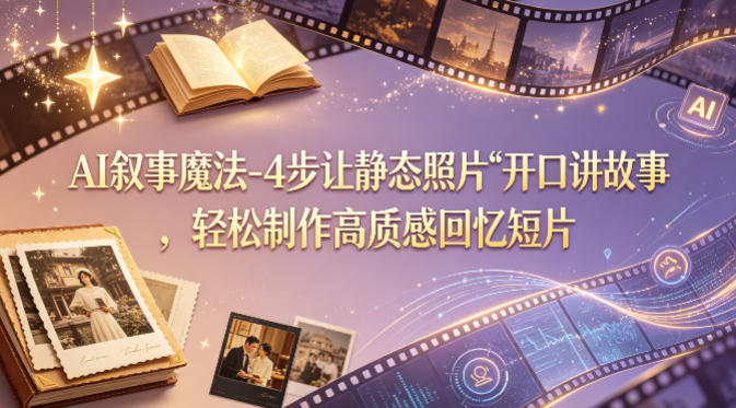 AI叙事魔法-4步让静态照片“开口讲故事”，轻松制作高质感回忆短片-快名资源网