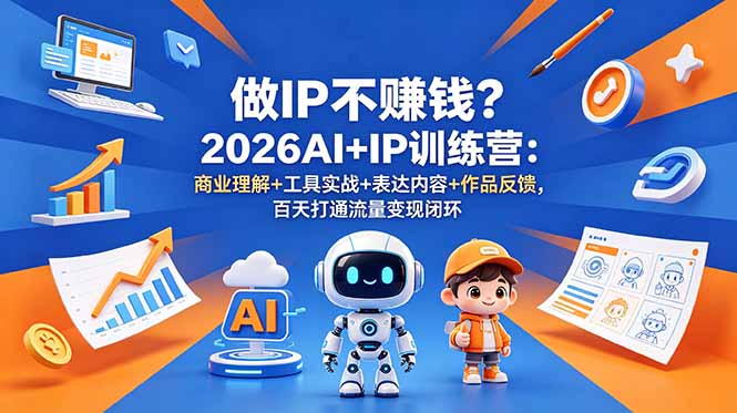 做IP不赚钱？2026AI+IP训练营：商业理解+工具实战+表达内容+作品反馈，百天打通流量变现闭环-快名资源网