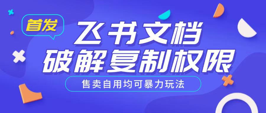 首发飞书文档破解复制权限，售卖自用均可暴力玩法-快名资源网