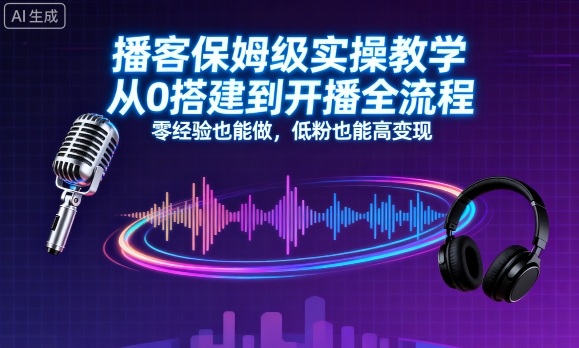 播客保姆级实操教学，从0搭建到开播全流程，零经验也能做，低粉也能高变现-青虫资源网